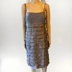 Jessica Howard Womens Dress Sz 12P Brown Shimmer Layered Ruffle Cocktail Party